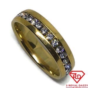 Center Line White CZ Ring Yellow gold on Stainless